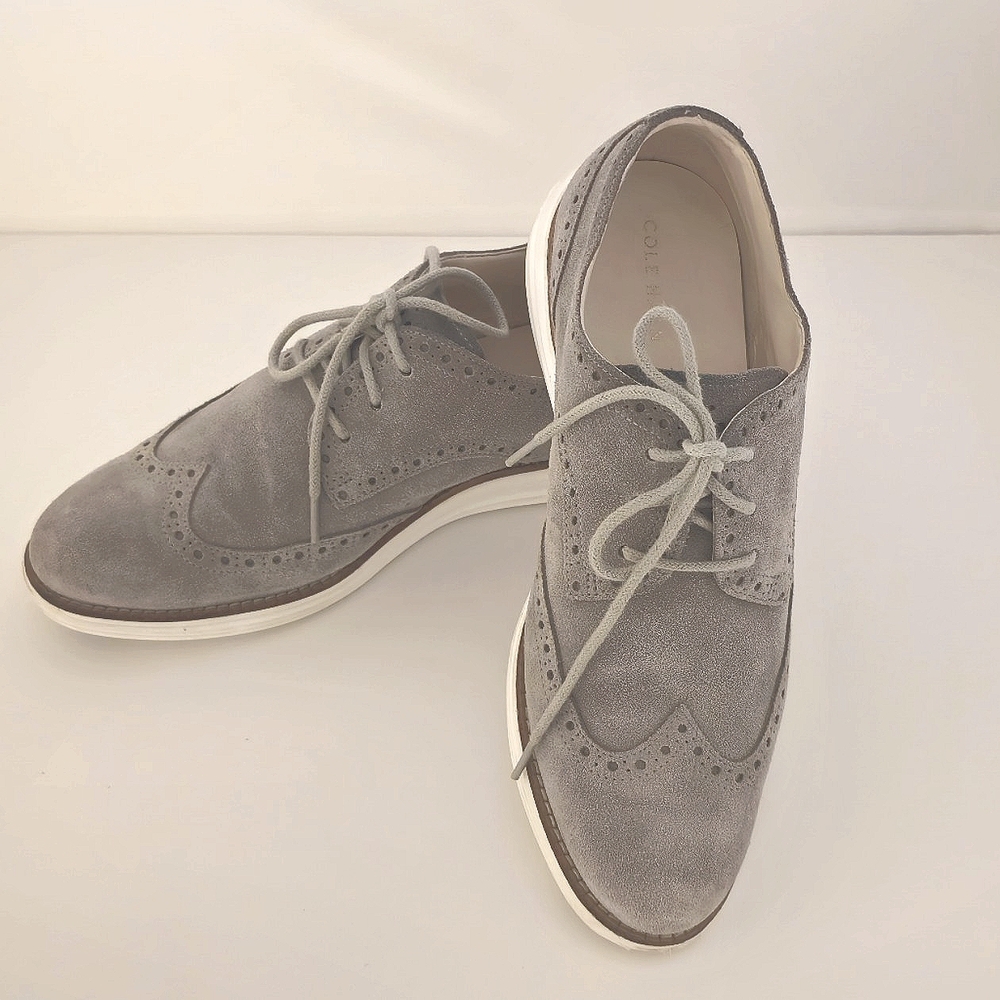 Cole Haan Women's Lunargrand  Suede Wingtip Oxford Shoes Size 7
